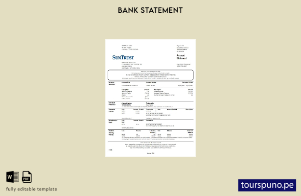listo para imprimir plantilla de word   extracto bancario de Georgia SunTrust de